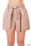 Vegan Leather Paperbag Shorts