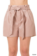 Vegan Leather Paperbag Shorts