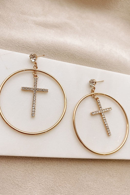 Cross Diamond Earrings
