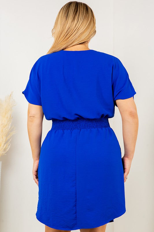 Curvy Royal Status Blue Smocked Dress