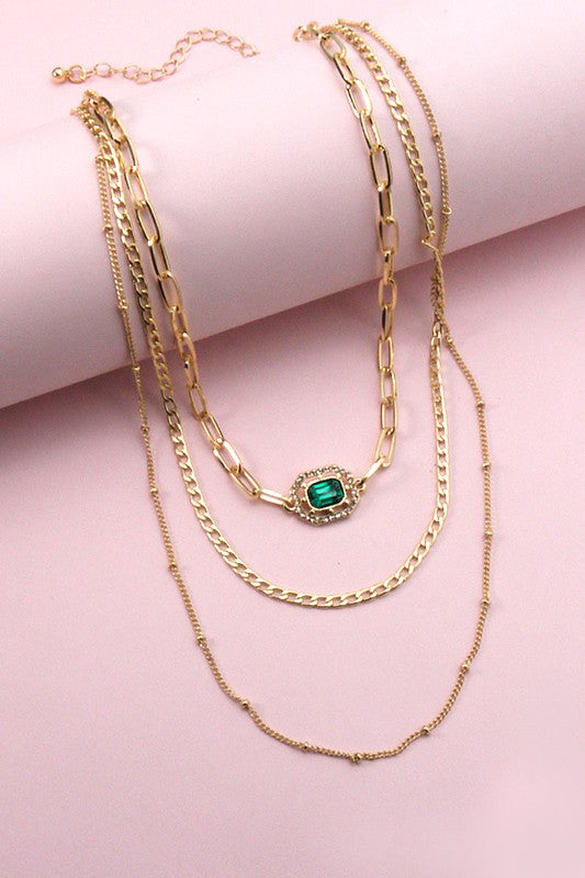 RHINESTONE CHOKER MULTI LAYER NECKLACE