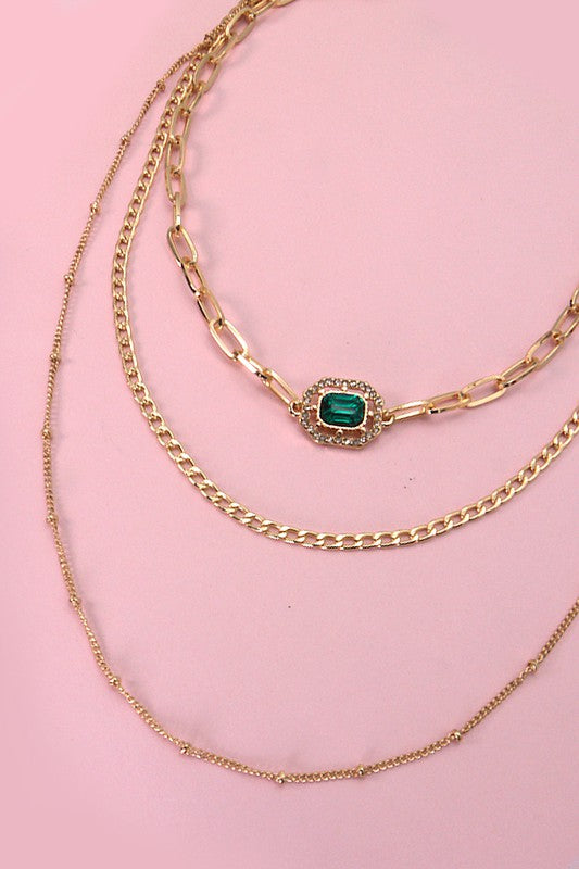 RHINESTONE CHOKER MULTI LAYER NECKLACE