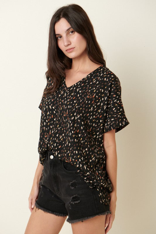 Giving Thanks Dolman Geo Print Top