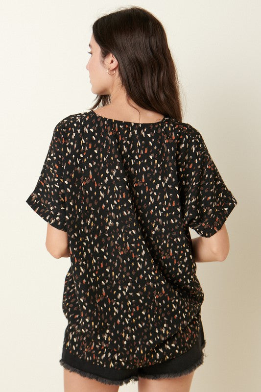 Giving Thanks Dolman Geo Print Top