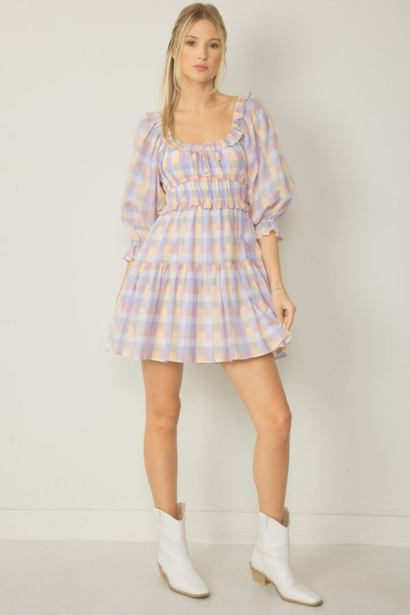 Gingham Pastel Colored Dress