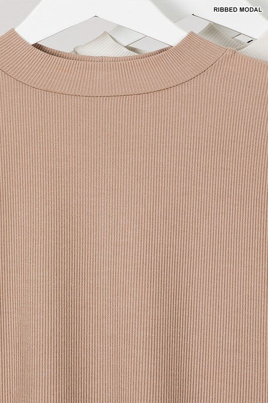 Modal Ribbed Mock Neck Top