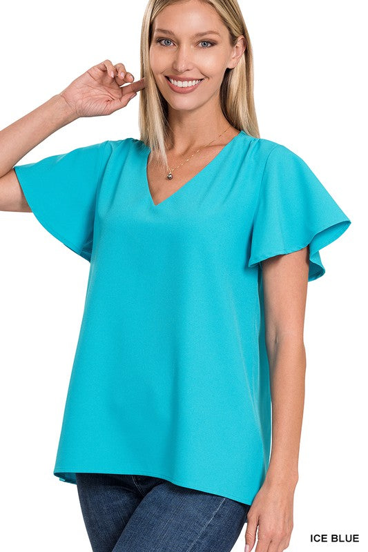 Take Me There Flutter Sleeve Blouse