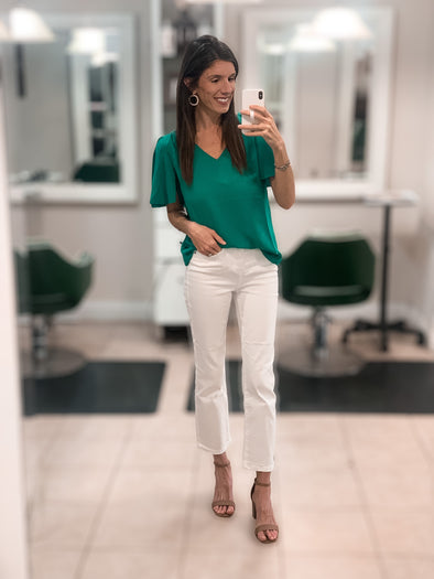 Straight Leg Risen White Denim