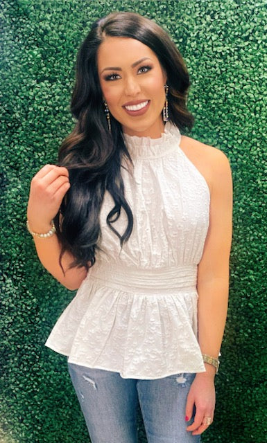 Believe in Destiny White Peplum Top