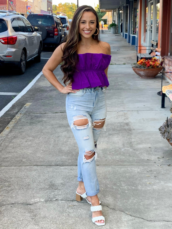 Geaux Tigers Purple Glam Crop Top