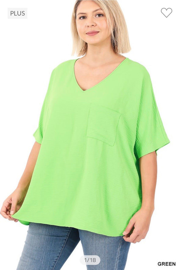 Oversized Dolman Staple Vneck Blouse