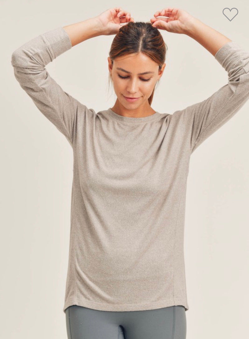 Soft and Cozy Brushed Crew Neck LS Top