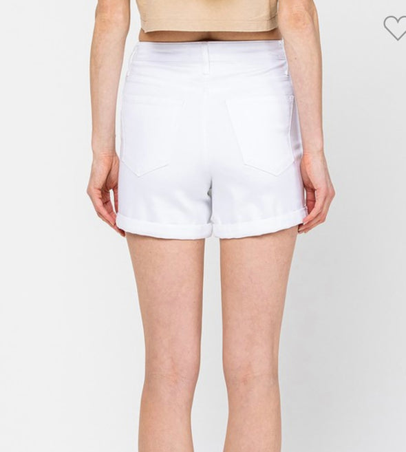 White Stretchy Denim Shorts