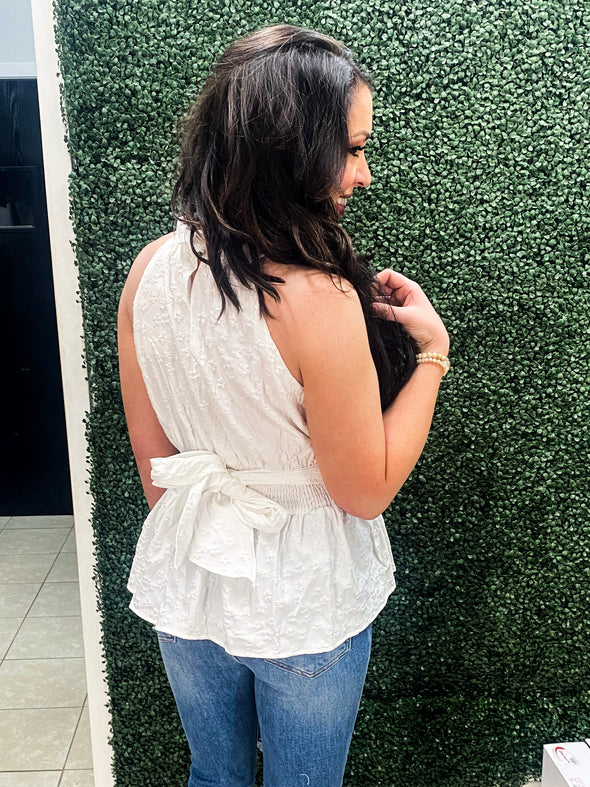 Believe in Destiny White Peplum Top