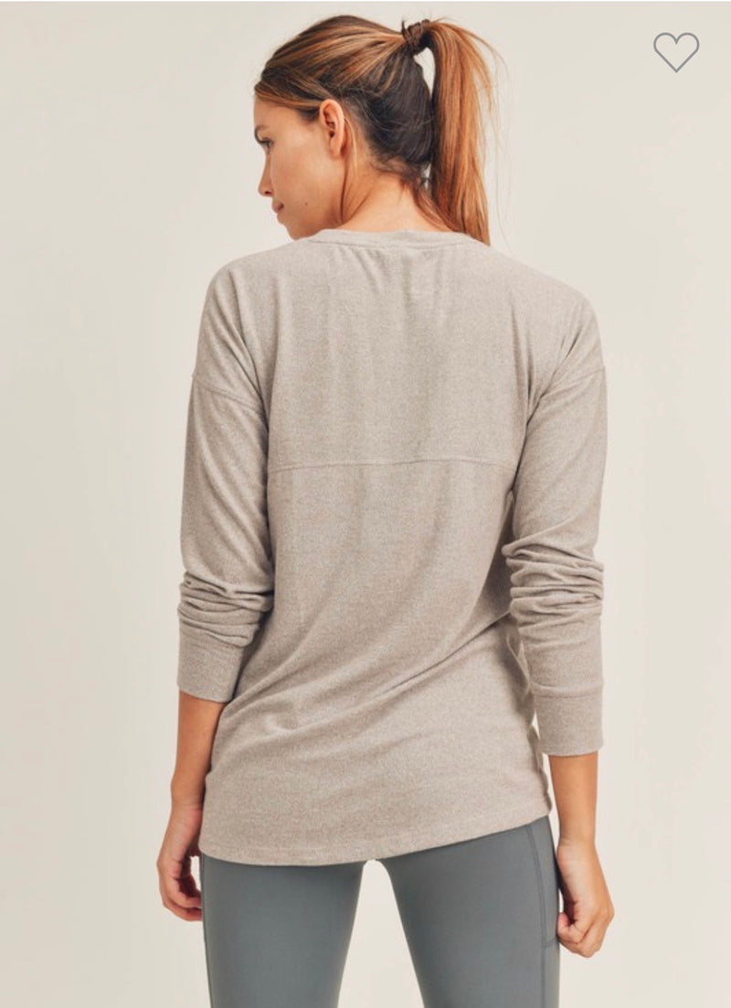 Soft and Cozy Brushed Crew Neck LS Top
