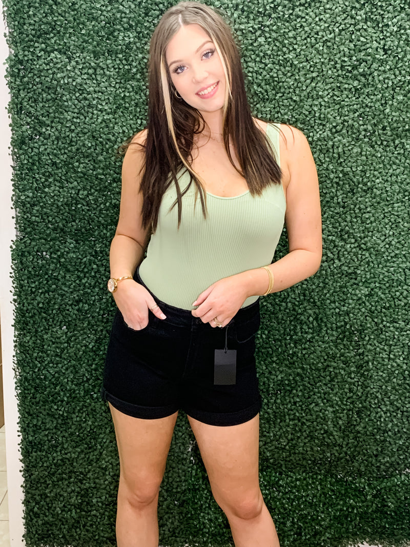 Let's Unwind Black Denim Shorts