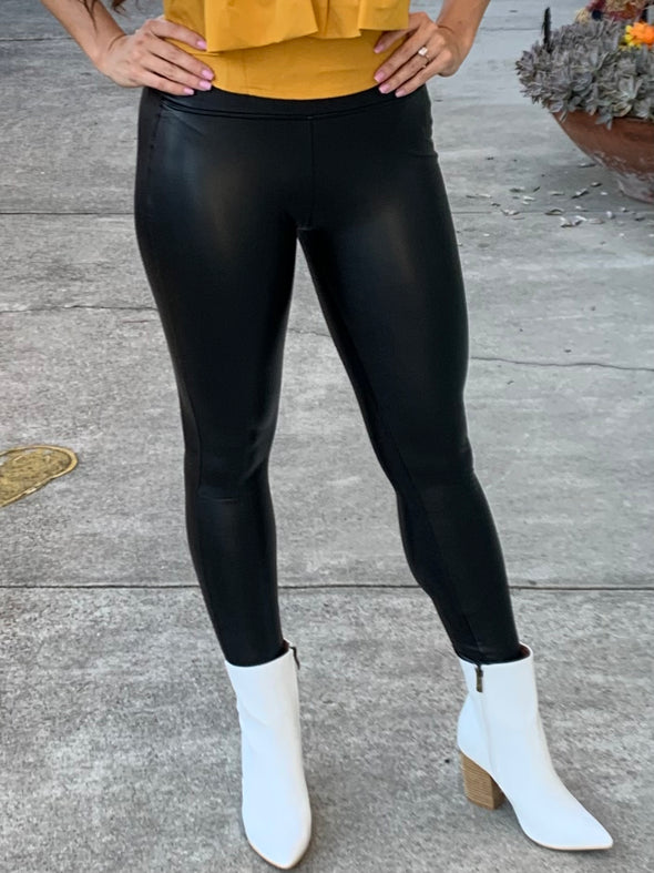 Faux Black Leather Leggings