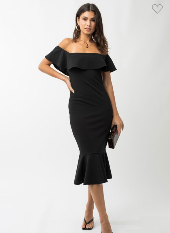 Take me Away Ruffled Midi Dress