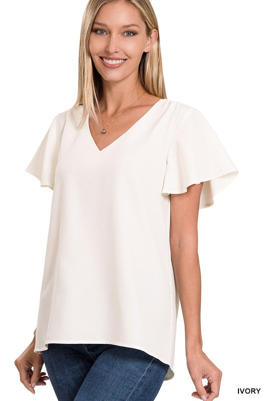 Take Me There Flutter Sleeve Blouse