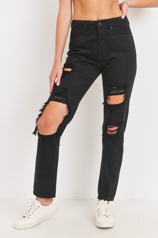 JBD Black Distressed Boyfriend Jeans
