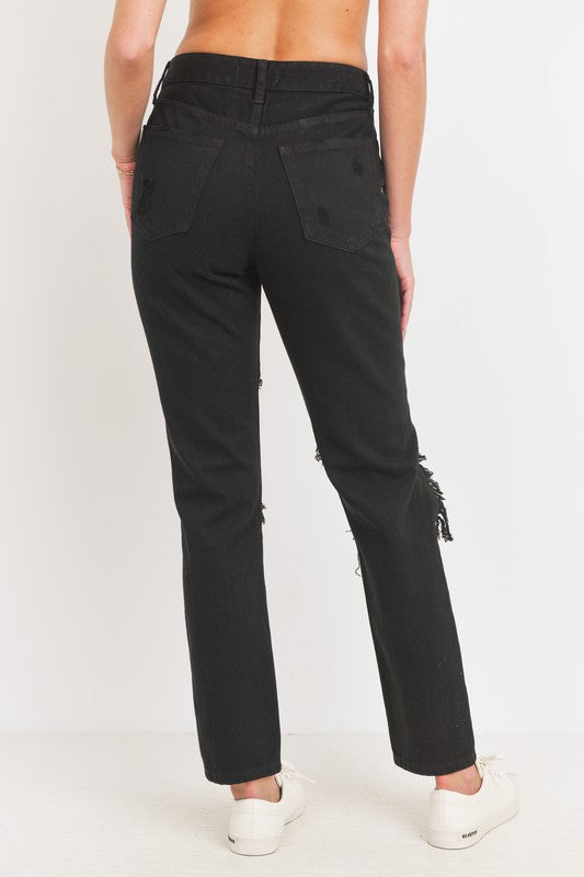 JBD Black Distressed Boyfriend Jeans