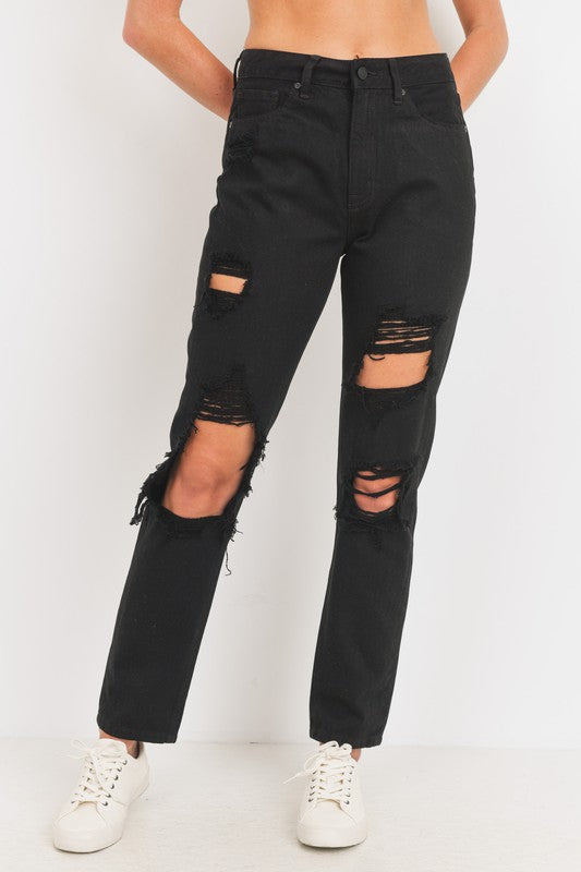 JBD Black Distressed Boyfriend Jeans
