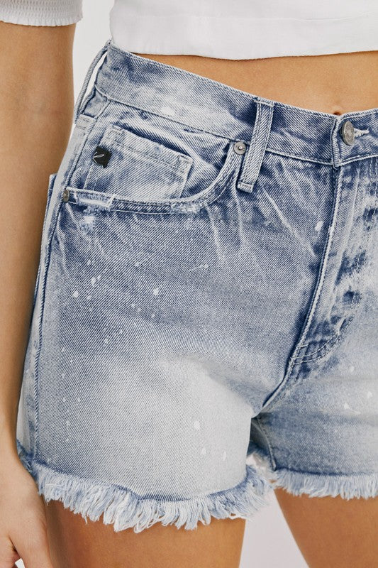 Sophia's Light Wash Paint Kancan Shorts