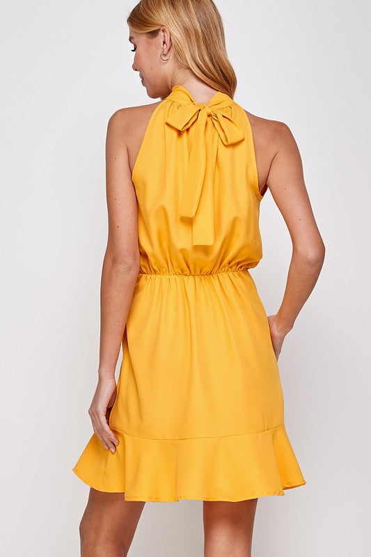 Solid Ruffled Halter Dress (2 Colors)