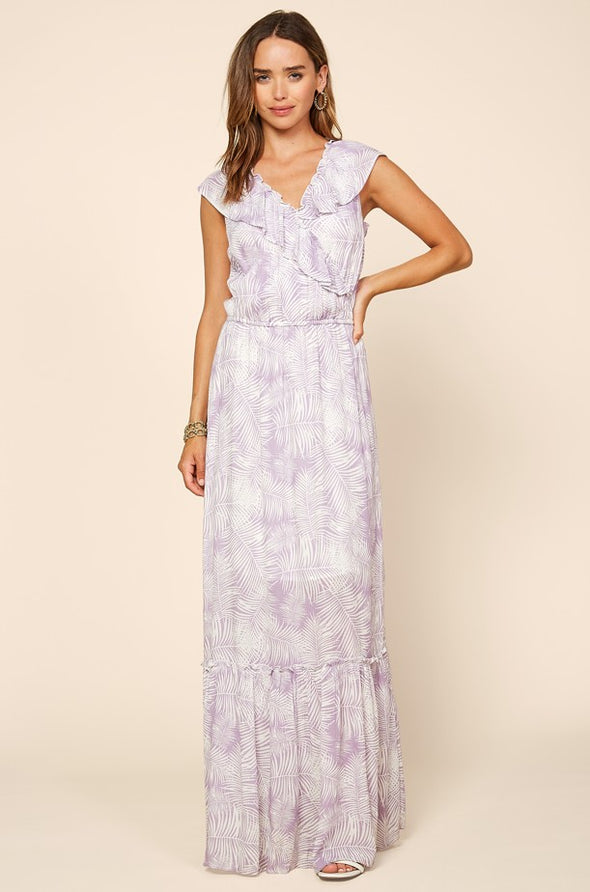 Tropical Print Maxi Dress With Back Cutout