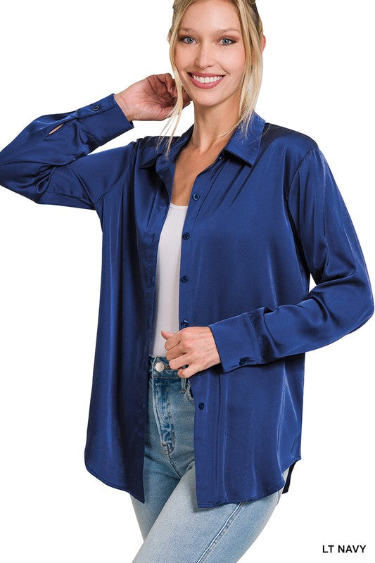 SATIN Charmeuse Button Blouse
