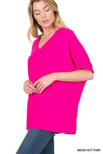 Oversized Dolman Staple Vneck Blouse