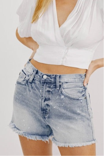 Sophia's Light Wash Paint Kancan Shorts