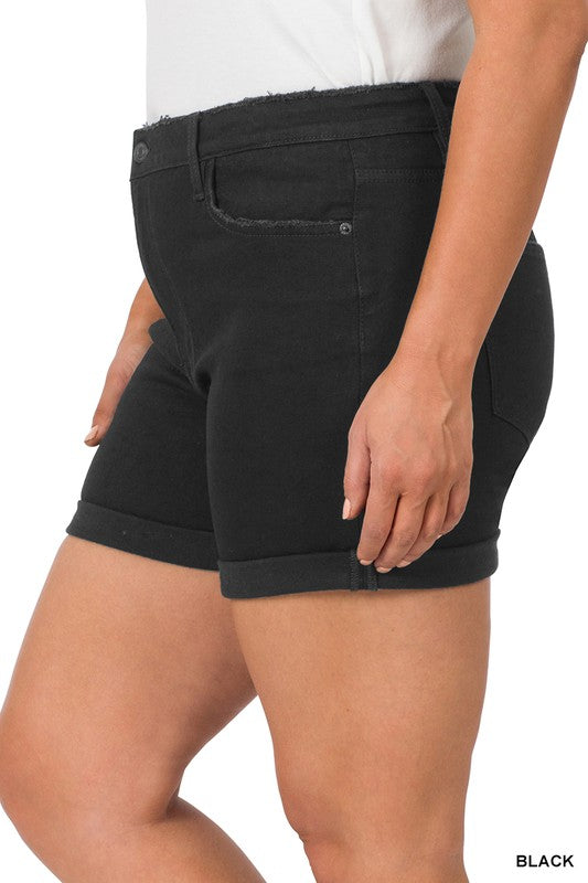 Let's Unwind Black Denim Shorts