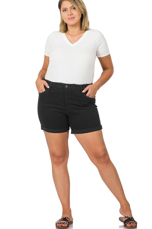Let's Unwind Black Denim Shorts