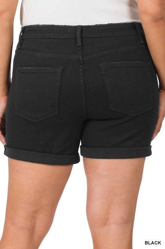 Let's Unwind Black Denim Shorts