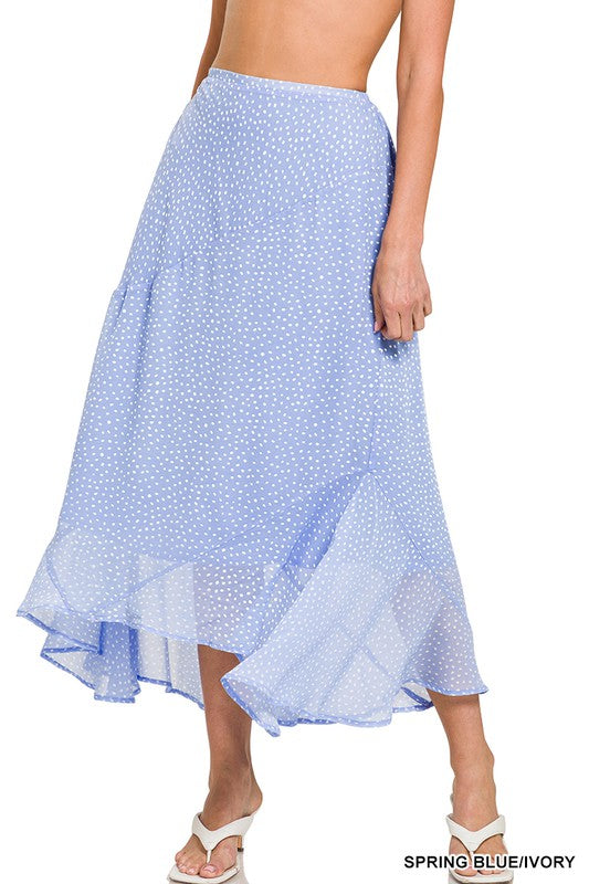 Polka Dot Print Maxi Skirt