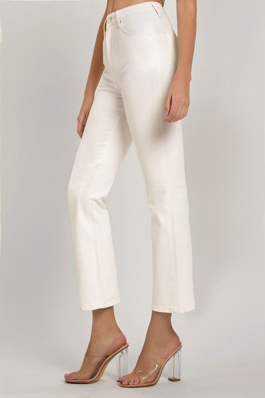 Straight Leg Risen White Denim