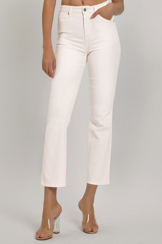 Straight Leg Risen White Denim